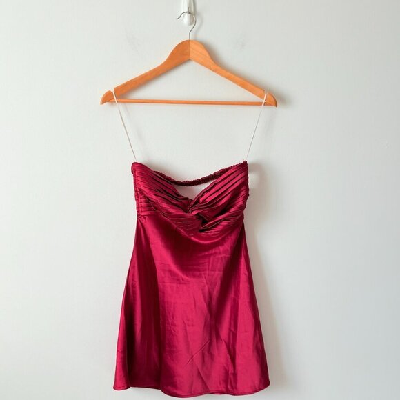 Princess Polly Shellie Satin Strapless Mini Dress NWT Red Size 6 - Picture 6 of 10